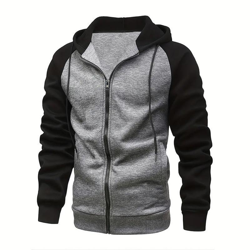 Get one Heren Casual Capuchon Rits Cardigan Trui 2024 Herfst/Winter Collectie, Plus Fluwelen Voering voor Extra Warmte M donkergrijze kleur/zwart