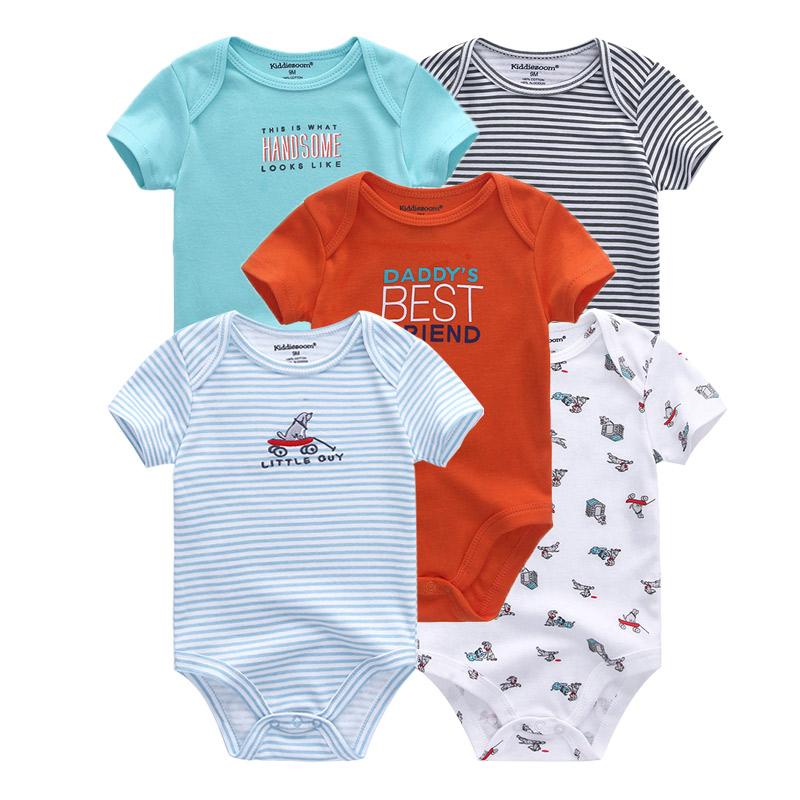KIDDIEZOOM 5 Stuks Zomer Zachte Katoenen Baby Rompertjes Cartoon Print Baby Jongen Meisje Jumpsuit Kleding 3M