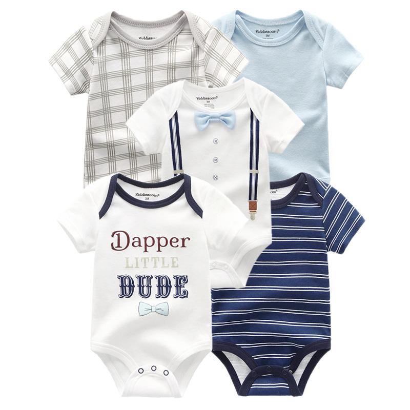 KIDDIEZOOM 5 Stuks Zomer Zachte Katoenen Baby Rompertjes Cartoon Print Baby Jongen Meisje Jumpsuit Kleding 6M