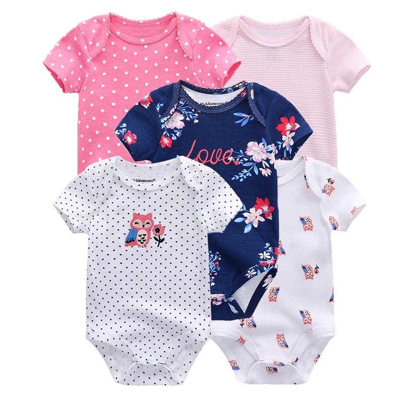 KIDDIEZOOM 5 Stuks Zomer Zachte Katoenen Baby Rompertjes Cartoon Print Baby Jongen Meisje Jumpsuit Kleding 9M