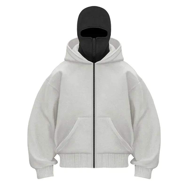 Jacket and Zipper Hoodie NO.1 Bivakmuts Heren Zip Hoodie Winter Warm Casual Sweatshirt Y2K met Capuchon Gezichtsmasker Rits Design Sportjack Buitenactiviteiten M
