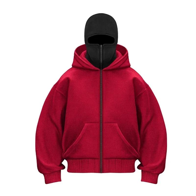 Jacket and Zipper Hoodie NO.1 Bivakmuts Heren Zip Hoodie Winter Warm Casual Sweatshirt Y2K met Capuchon Gezichtsmasker Rits Design Sportjack Buitenactiviteiten M