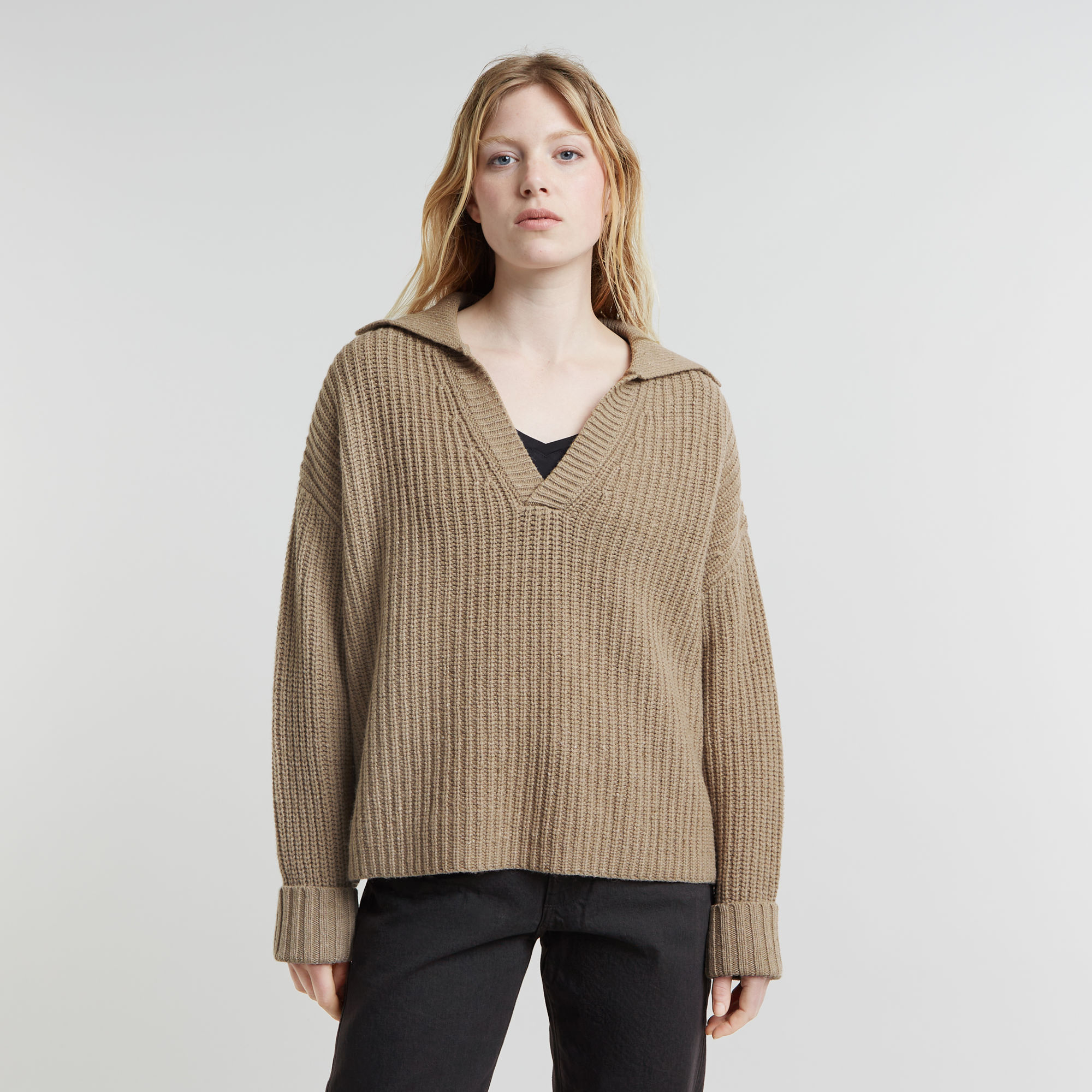 G-Star RAW Loose Polo Heavy Knitted - Beige - Dames