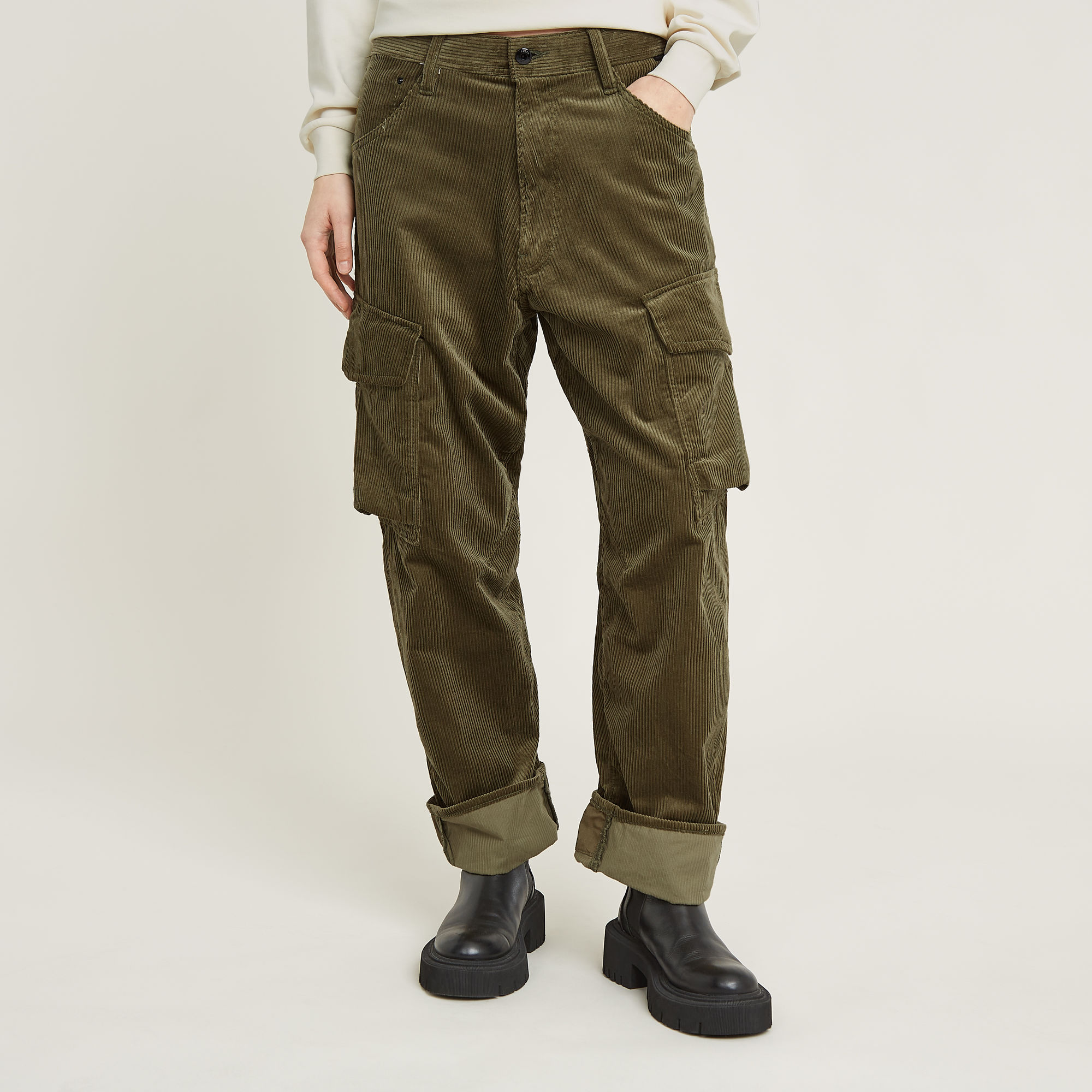 G-Star RAW Cargo Cord 3D Boyfriend Broek - Groen - Dames