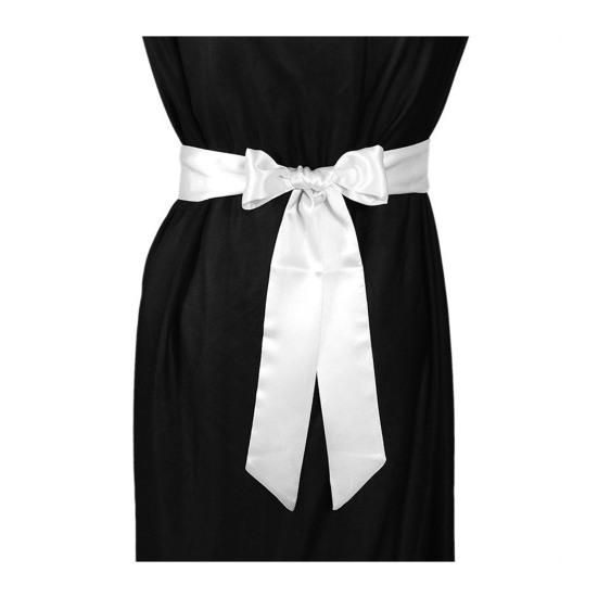 Yideyi Vrouwen riem glad satijn veter strik decoratieve riem verstelbare lengte strik ontwerp formele tailleband 1pc wit