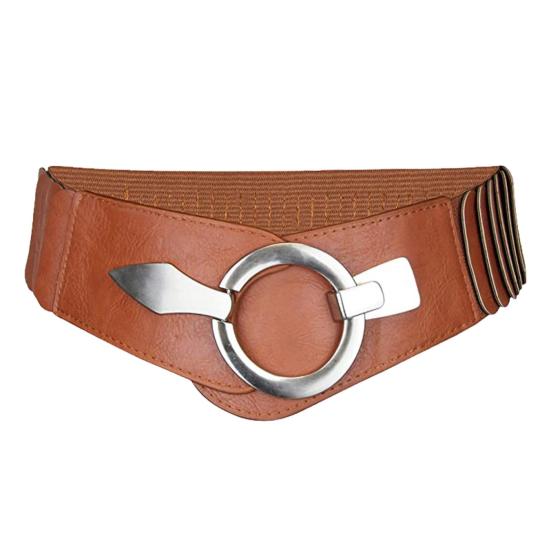 Yutianle Brede elastische riem voor dames, veelzijdige effen kleur, elastische jurkriem, kunstleren legering, gesp tailleband