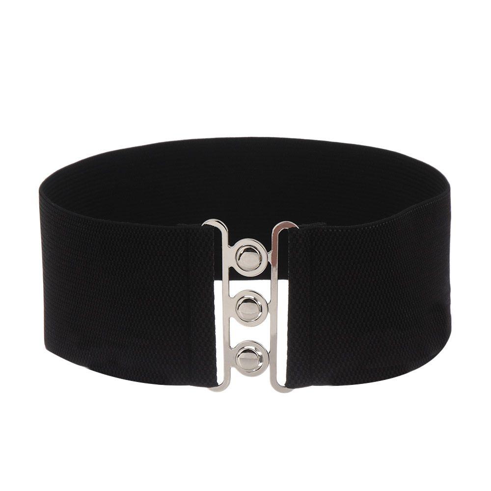 Lebucang Vrouwen Casual Cinch Brede Elastische Riem Jurk Cummerband Tailleband Metalen Gesp Tailleband