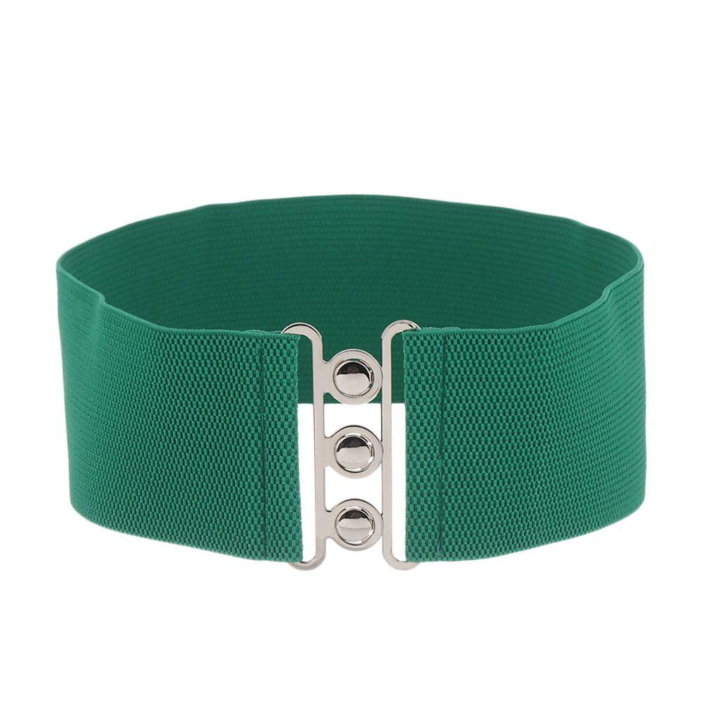 Lebucang Vrouwen Casual Cinch Brede Elastische Riem Jurk Cummerband Tailleband Metalen Gesp Tailleband