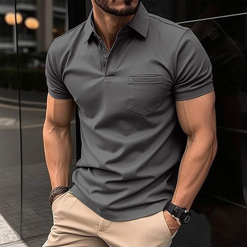 Haojun Outdoor dagelijks casual toppoloshirt voor heren, ademend poloshirt met zomerrevers. 4XL