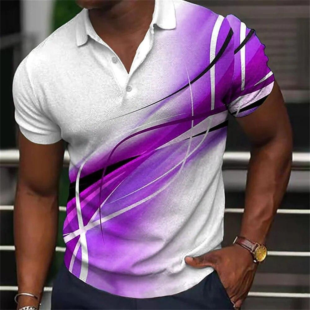Nihao Mode Heren Polo Shirt Gradiëntlijn Zomer Korte Mouw T-shirts Casual Dagelijks Revers Tops Tees Gestreepte T-shirt Voor man Kleding L