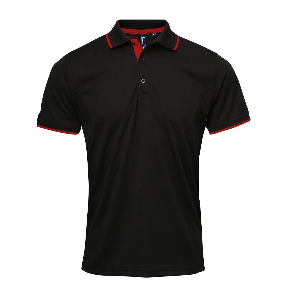 Premier heren coolchecker contrast piqué poloshirt S rood/zwart