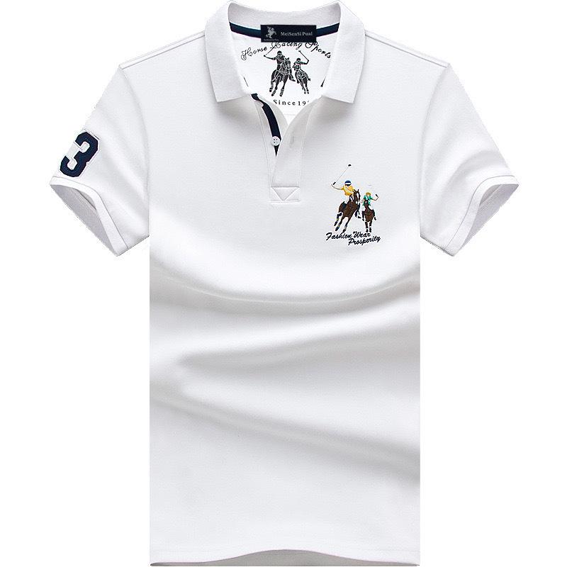 The BAY Men's Summer High-End Polo Shirt: Short Sleeve, Turn-Down Collar, Loose Fit, Plus Size, Trendy Fashion. M 115-130 lbs
