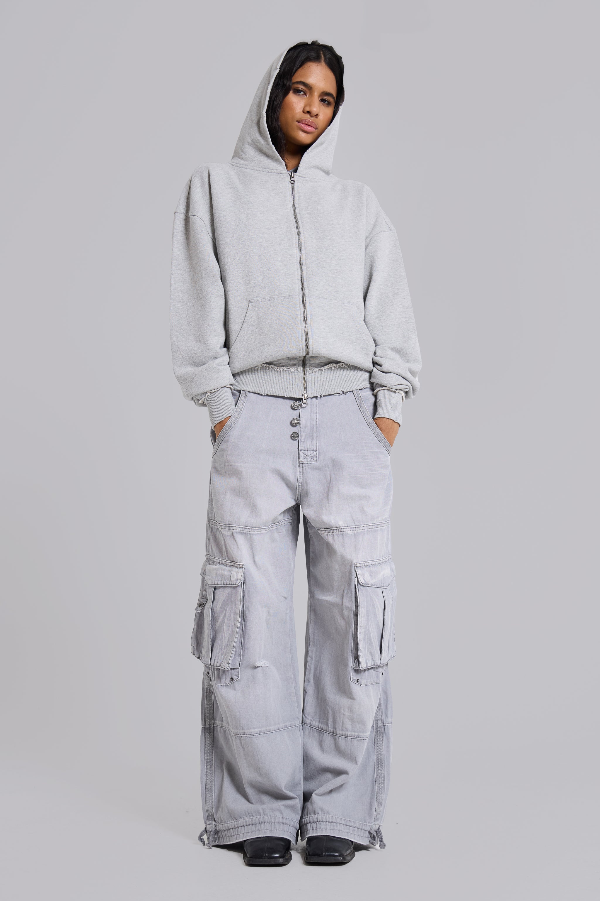 Jaded London Grey Oversized Monster Hoodie