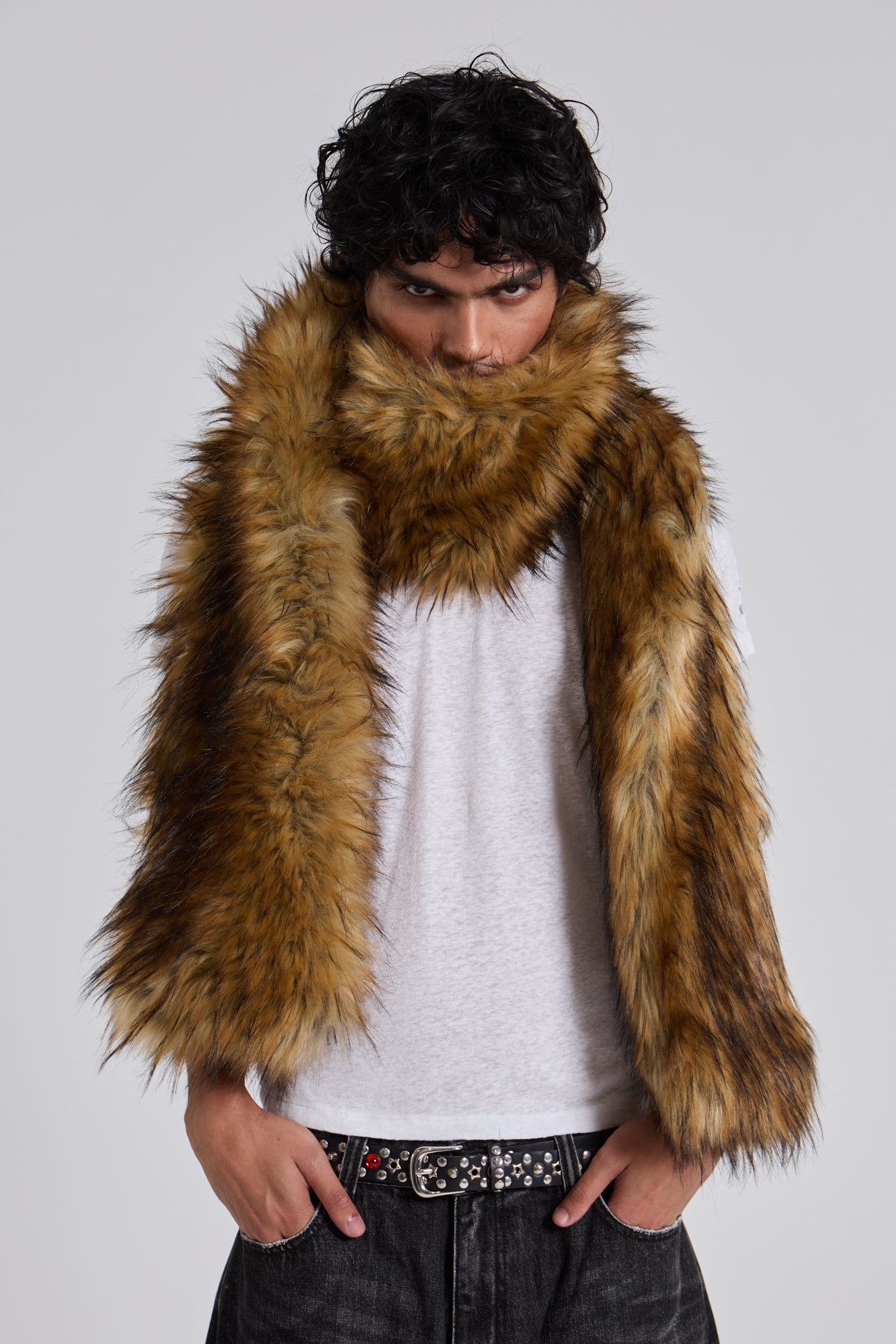 Jaded Man Blonde Cara Faux Fur Scarf