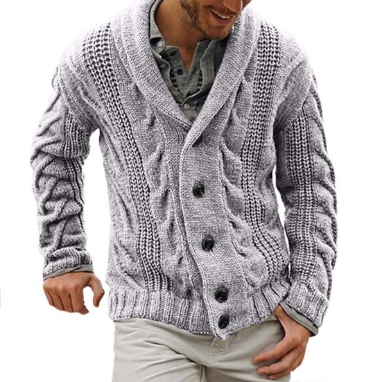 Manshanwangluo Heren trui jas katoenmix knoopsluiting lange mouw mode vest trui voor herfst winter XL