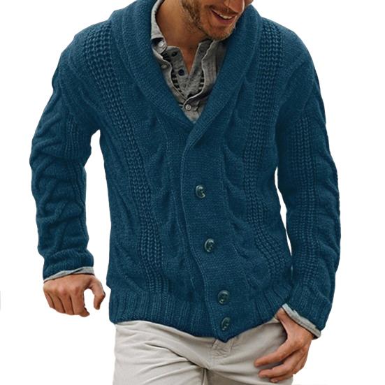Manshanwangluo Heren trui jas katoenmix knoopsluiting lange mouw mode vest trui voor herfst winter 2XL