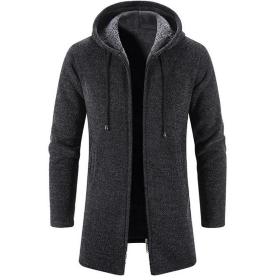 Big Thumb 2024 Herfst Winter Heren Cardigan Trui Trui Trui Jas Windjack Medium Lengte Cardigan Capuchon Rits Bovenkleding L