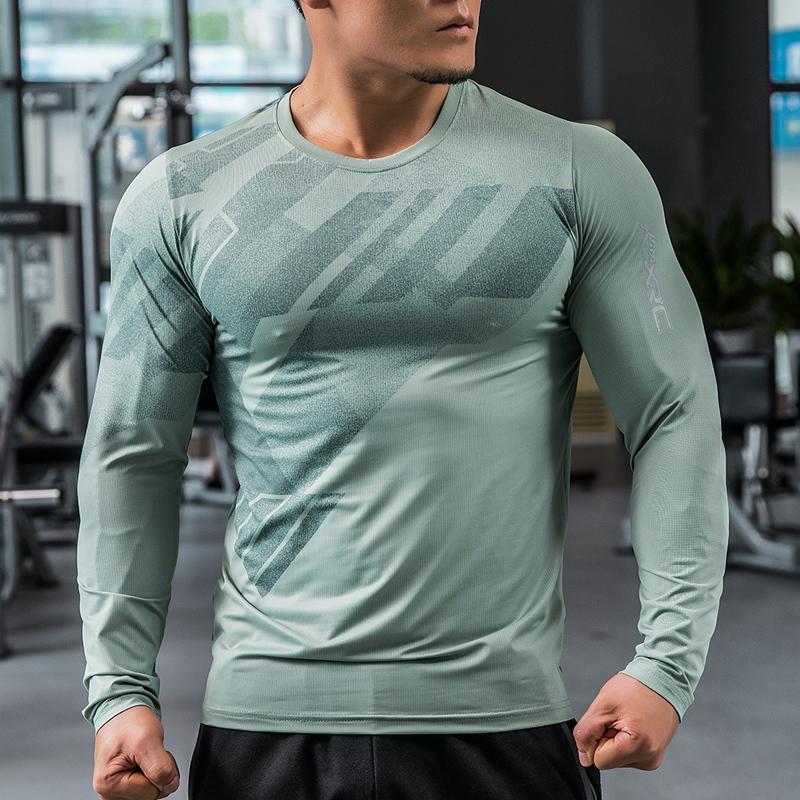 Shedao Pro Fitness Sporting Heren sportkleding Gym T-shirts Lange mouwen Compressie Snel drogende hardloopshirts Ronde hals Sporttop XXL