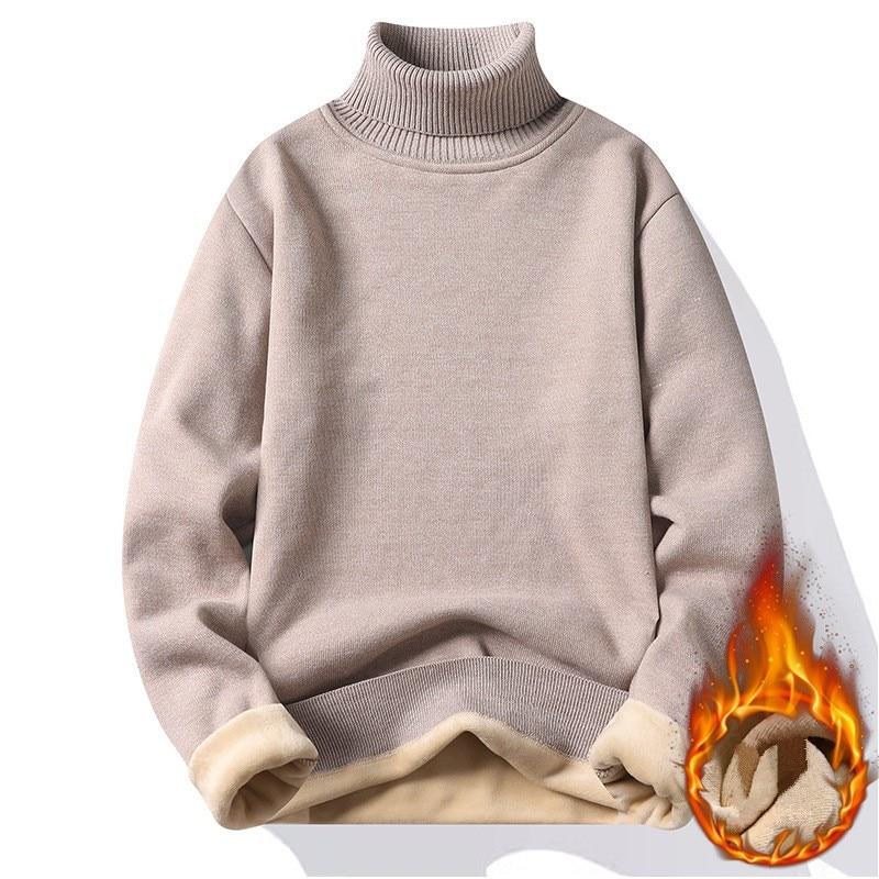 KING BILLION Winter Fleece Warme Truien Heren Coltrui Gebreide Pullovers Breiwerk Dikker Heren Casual Jumper Slim Fit Pure Trui Asian M
