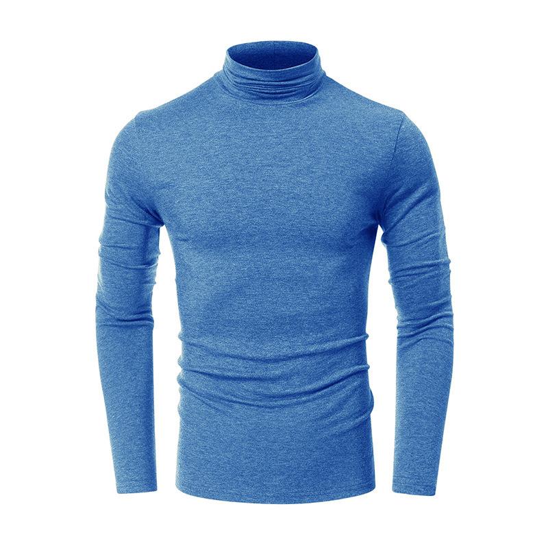 SSSN MEN Clothing Herfst- en winteronderhemd voor heren met hoge hals, T-shirt met lange mouwen, effen kleur M