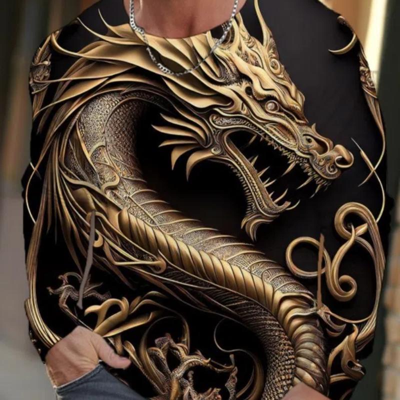 ETST 012 Dragon Heren T-shirt met lange mouwen voor herenkleding Casual top T-shirt Mode Harajuku 3D Full Printing Kleding Streetwear L