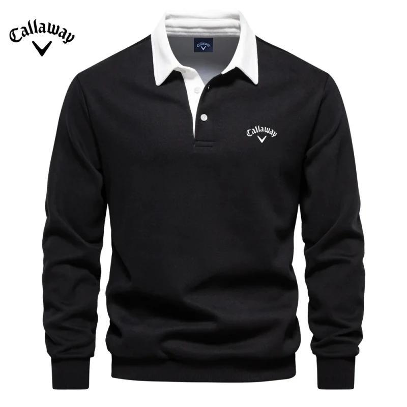 Lixin12 Callaway Heren Geborduurd Puur Katoenen Poloshirt met Lange Mouwen voor Herfst en Winter, Nieuwe Modieuze en Casual Multifunctionele Top XL