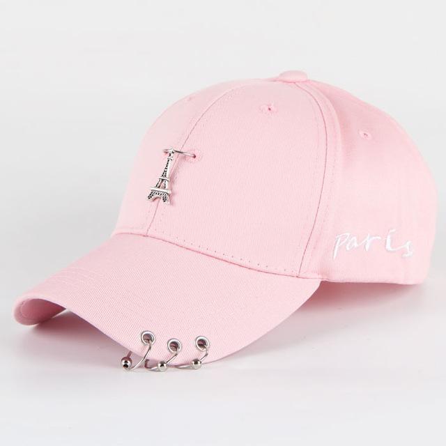 Headgear Gepersonaliseerde ketting hiphop baseball cap creatieve piercing ring caps punk casual effen verstelbare unisex hoed snapback hoeden golf cap reishoed