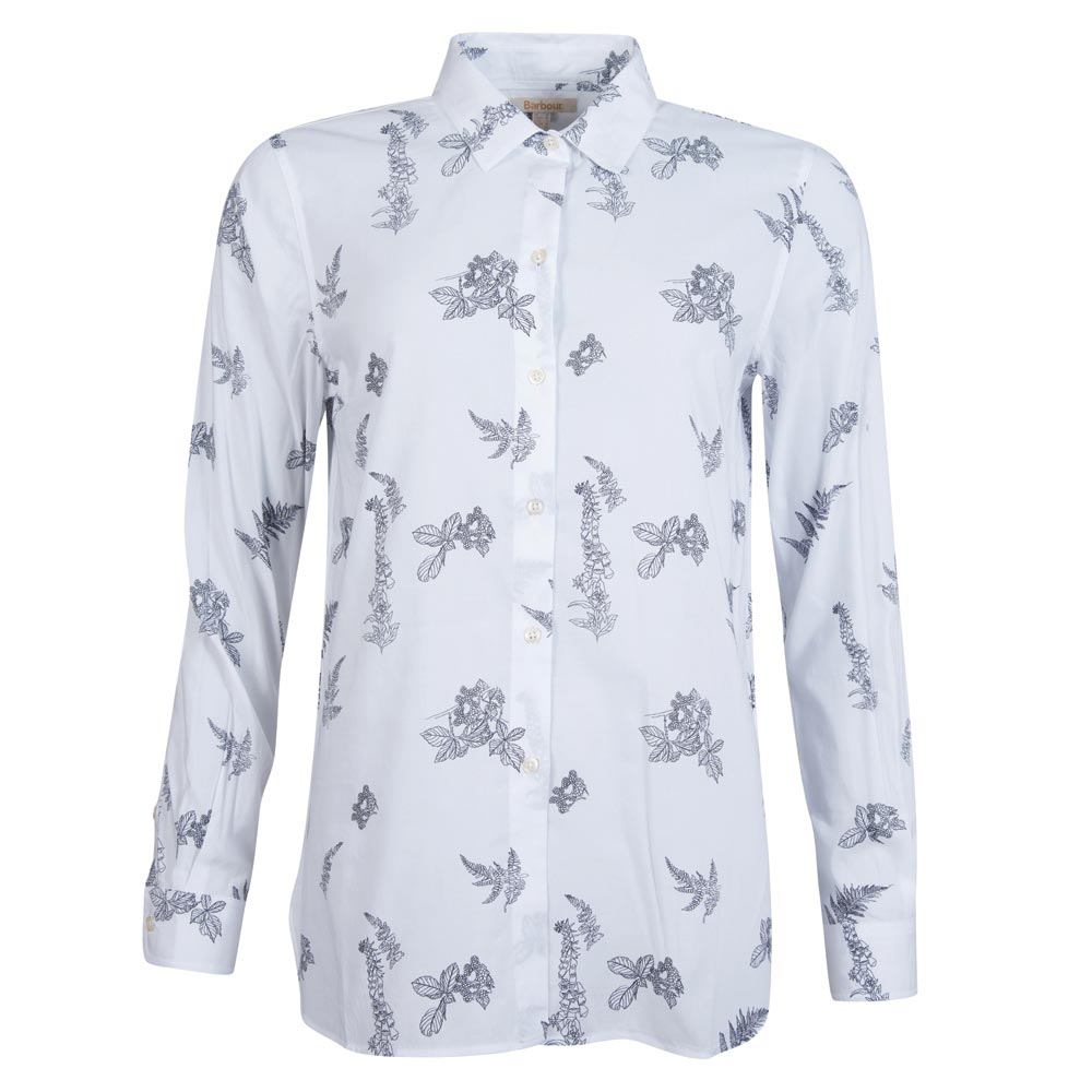 Barbour Damesblouse Safari white blaadjes