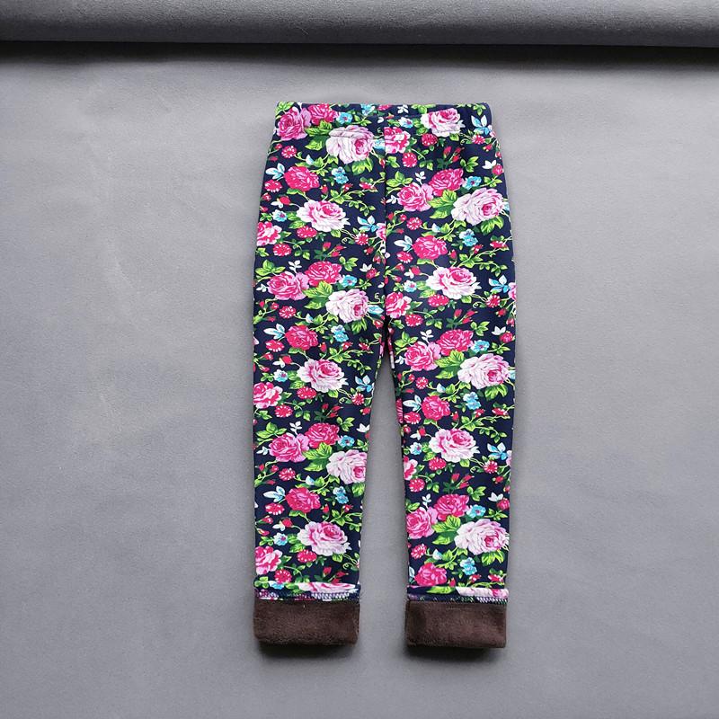 QEENRAAN Herfst Winter Meisjesleggings Kinderen Dikke Warme Dot Luipaard Plus Fluwelen Broek Kinderen Bloemenbroeken 100