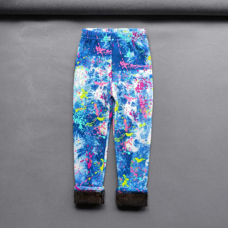 QEENRAAN Herfst Winter Meisjesleggings Kinderen Dikke Warme Dot Luipaard Plus Fluwelen Broek Kinderen Bloemenbroeken 120