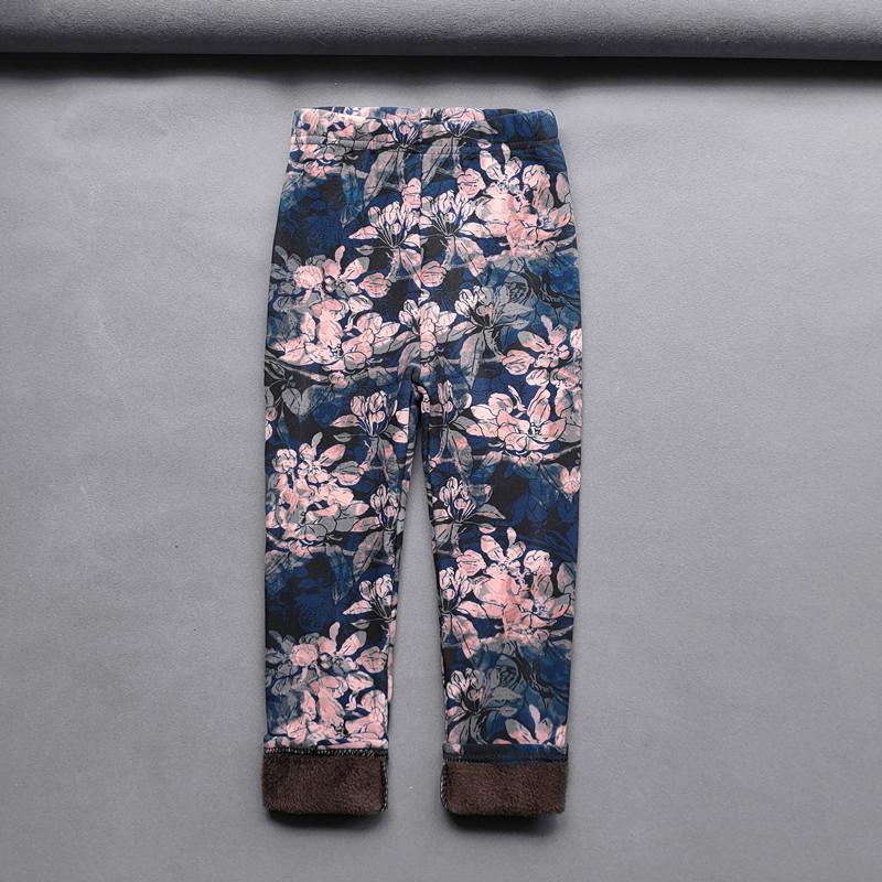 QEENRAAN Herfst Winter Meisjesleggings Kinderen Dikke Warme Dot Luipaard Plus Fluwelen Broek Kinderen Bloemenbroeken 150