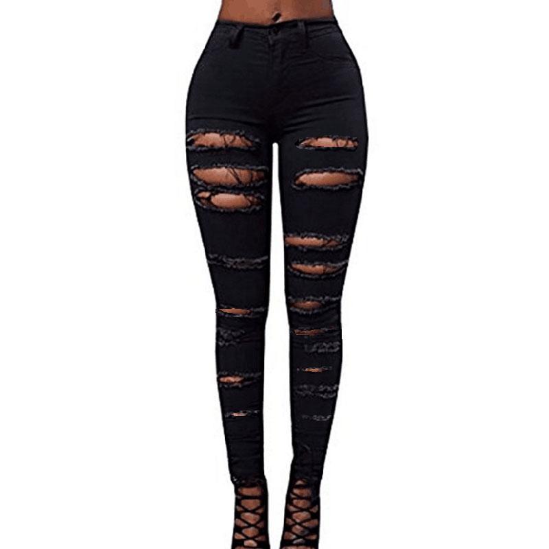 XK22GD Sexy Vrouwen Gescheurde Jeans Lente Herfst Vrouwen Gaten Uitgesneden Punk Straat Jeans Denim Broeken Hoge Taille Slanke Cowboy Jeans Broeken XL