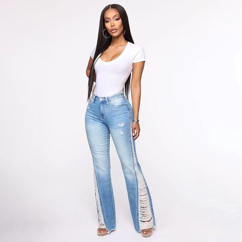 Omena 2024 Elastische rechte denimbroek met hoge taille M