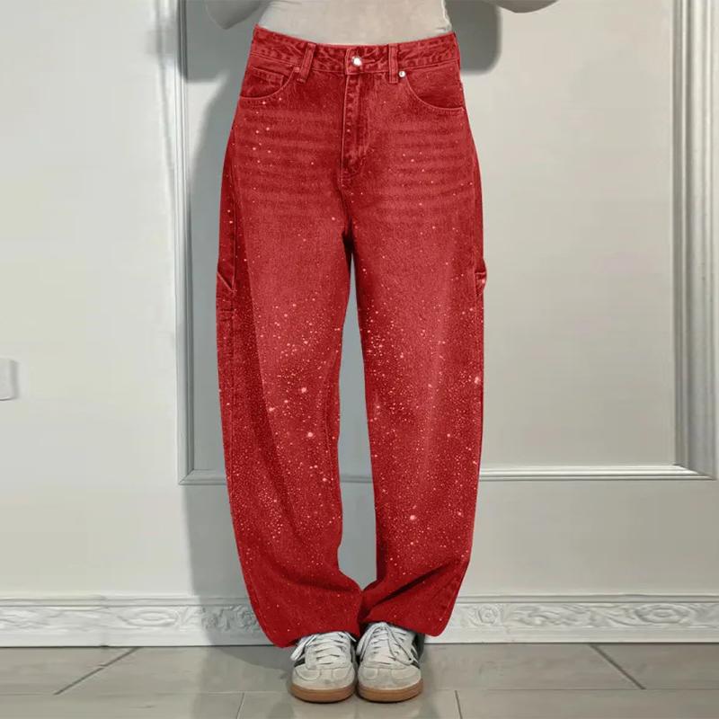 MILU Fashionable Rhinestone Women's Jeans Y2K Street Super Large Glittering Women's Wide Leg Pants Spring Summer Women's Jeans XXL