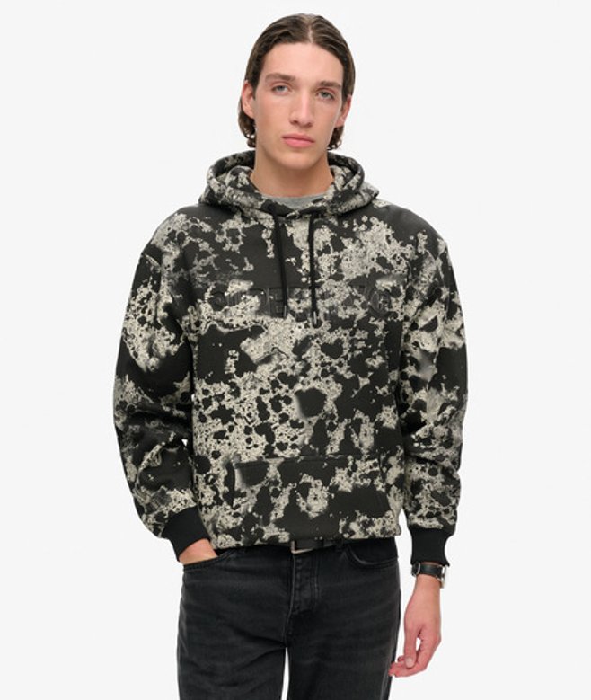 Superdry Utility Camo Hoodie met Logo en Losse Pasvorm Zwart