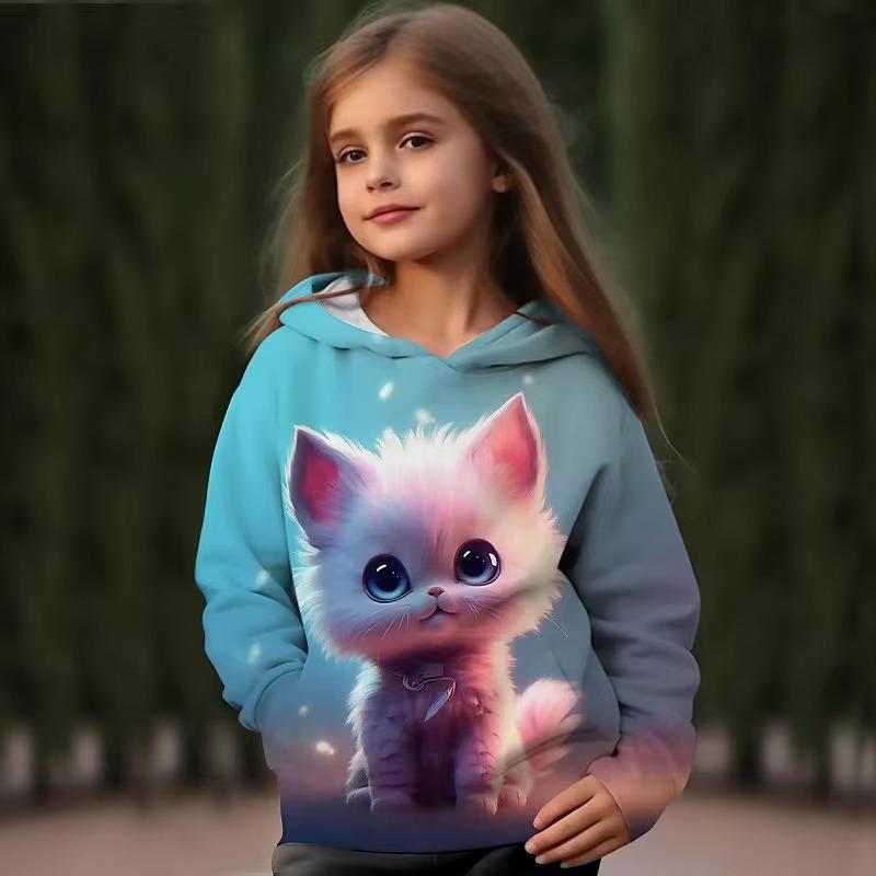 Bobby3 kinderen Hoodies 3D Print Dier Kat Streetwear Jongens Meisjes Unisex Sweatshirts Oversized Hoodie Kawaii Truien Trainingspakken Kleding 120
