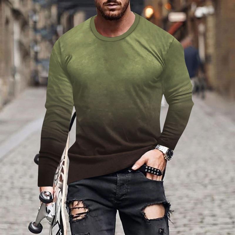 Forever Men Heren lente- en herfst T-shirt met lange mouwen Heren losse ronde hals hoodie 3D-geprint bedrukte top met lange mouwen XL
