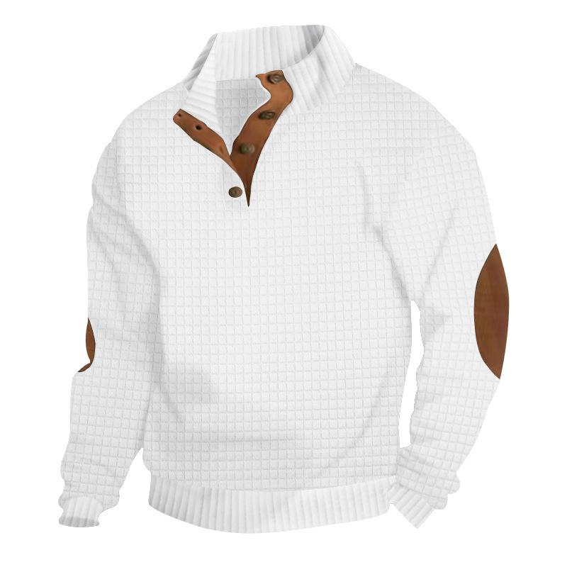 Fashion human Mode Heren Outdoor Casual Staande Kraag Lange Mouw Kleurblokkering Kleine Vierkante Gebreide Pullover Sweatshirt S wit