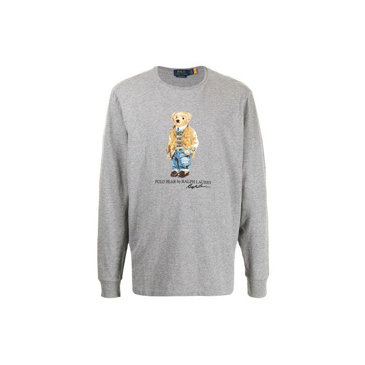 Ralph Lauren Polo  Cartoon Print Crew Neck Long Sleeve T-Shirt Men tops Gray 710828276-003 M