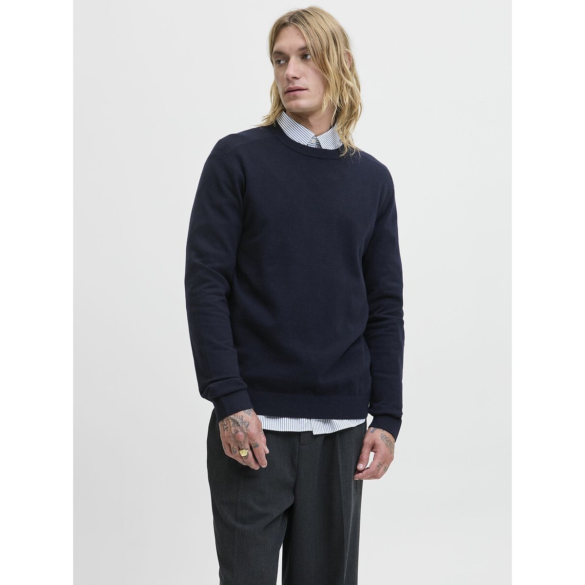 Jack & Jones Gebreide trui JJEPERFECT WOOL KNIT CREW NECK SN
