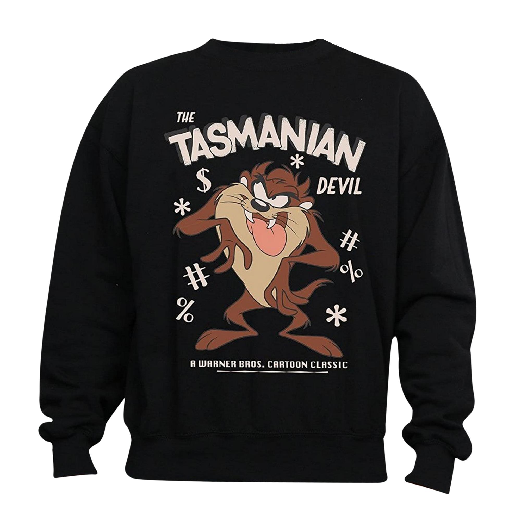 Looney Tunes Heren Tasmaanse Duivel Vintage Katoenen Sweatshirt XL zwart
