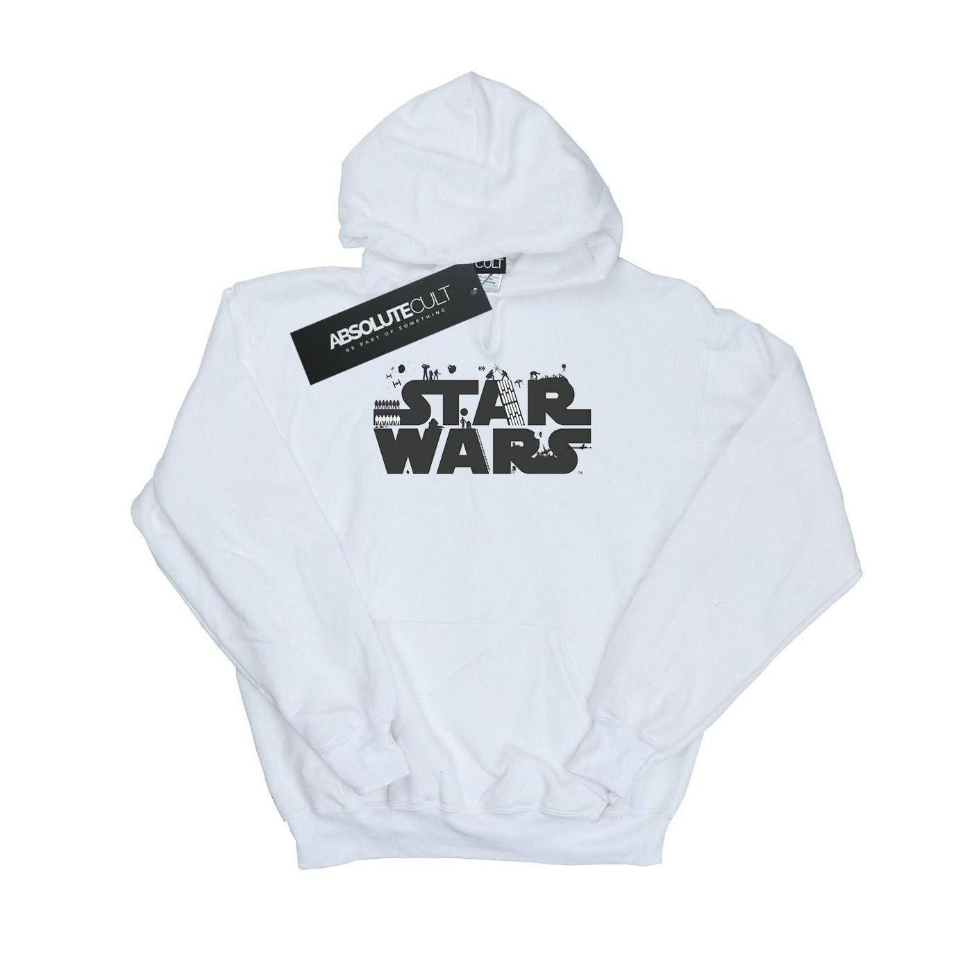 Star Wars Heren minimalistische logo hoodie M wit