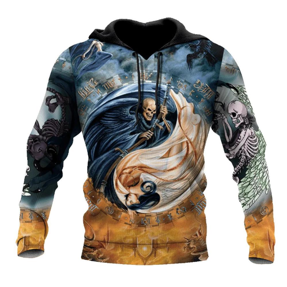 Xiao Xiang Lente Herfst Herenmode Casual Hoodie 3D Schedel Print Heren Horror Truien Sweatshirts Streetwear Trainingspak Oversized Tops XL