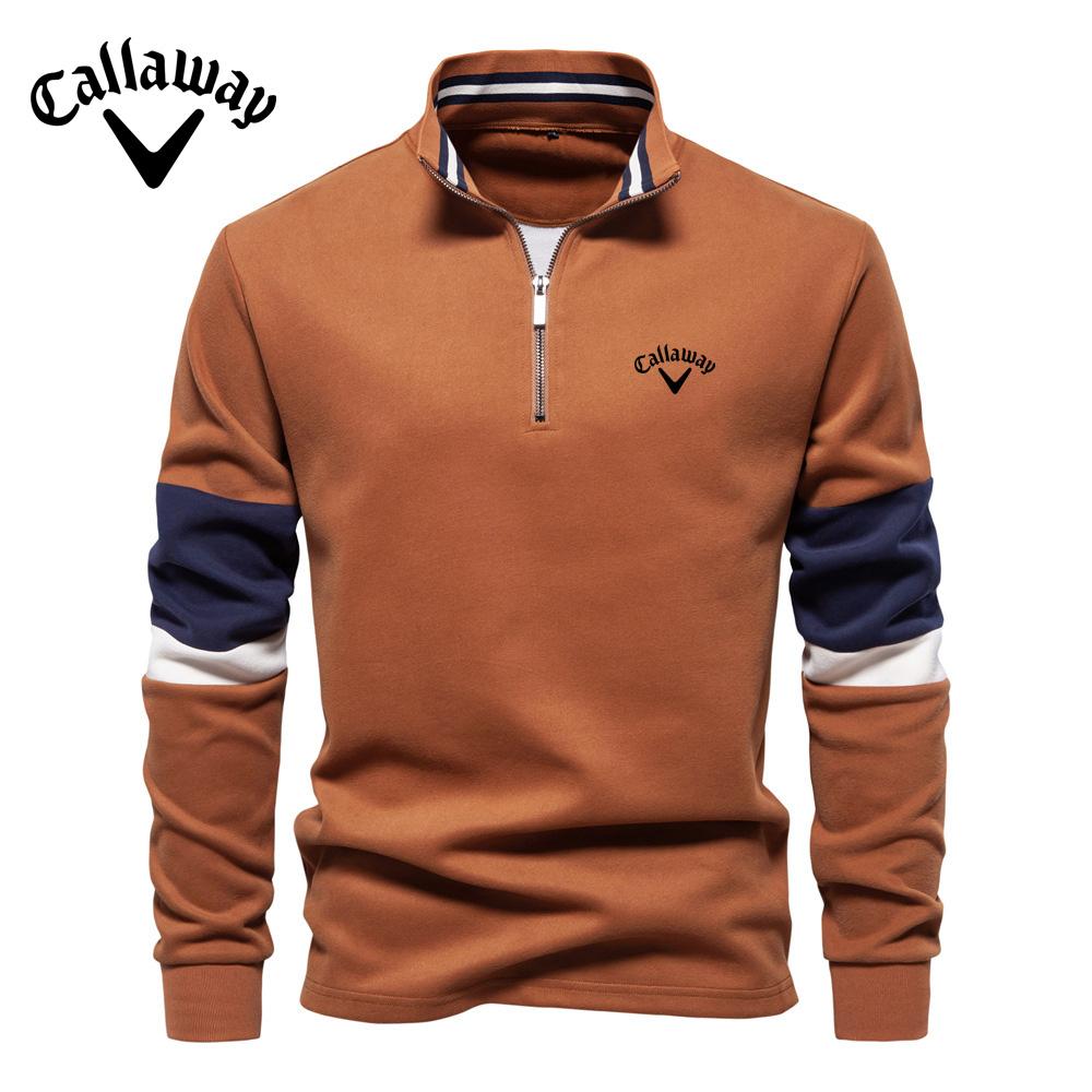 Lixin12 Callaway 2025 New Embroidered Autumn Long Sleeve Polo Collar Hoodie Trendy European Size Contrasting Color Men's High Quality Hoodie L