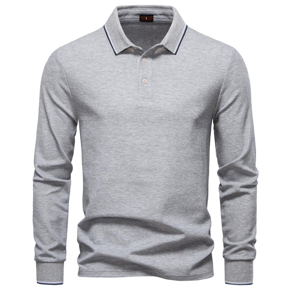 AIOPESON Men Fashion AIOPESON 2025 New Men's Polo Shirts for Men Cotton Solid Color Long Sleeve Polo Desinger Social Luxury Touch Male EUR S 55-65kg