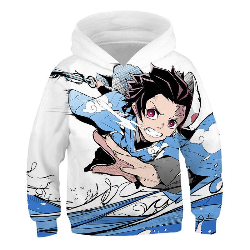 ETST WENDY 011 Jongens Demon Slayer Hoodie Kinderen Capuchon Kleding Kinderen Lange Mouw Tops Nieuwe Anime Serie Cartoon Mode Kleding 160