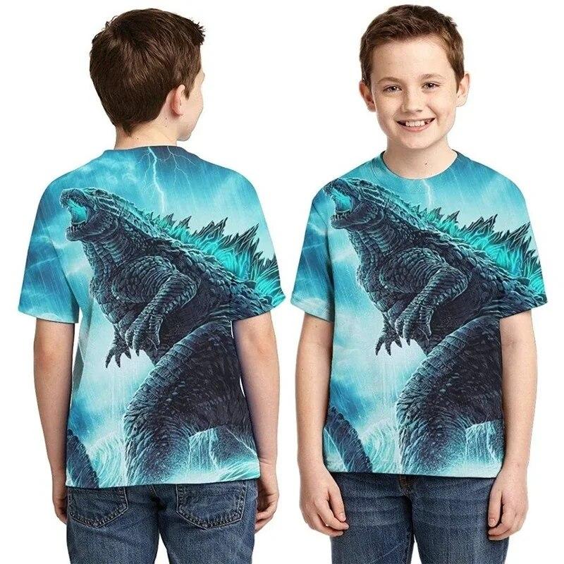 ETST WENDY 013 Godzilla Vs Monster King Kong T-shirt 3D Digital Printing T-shirt Cartoon Kinderen Jongens Meisjes Korte mouwen Zomer Kleding Gift 140cm