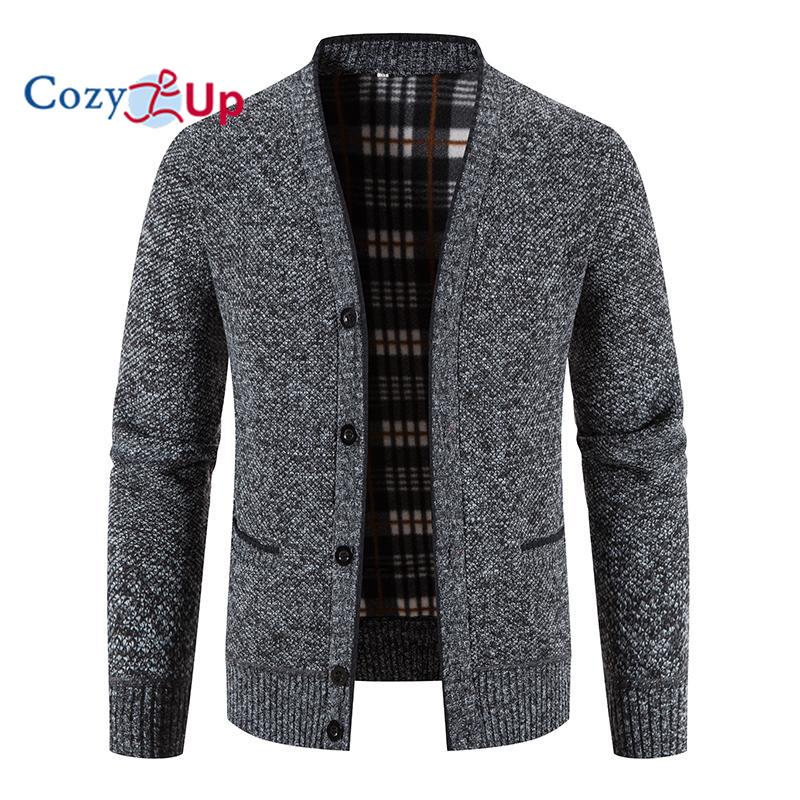 Cozy Up Heren Lange mouwen Warme Trui Cardigan Jas Herfst en Winter XL donkergrijze kleur