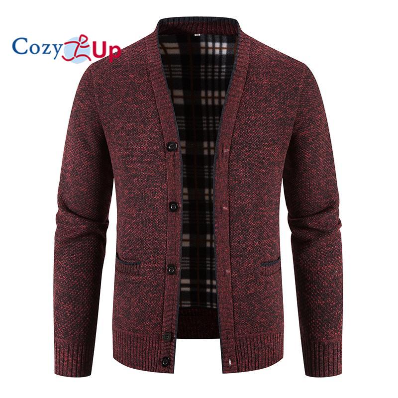 Cozy Up Heren Lange mouwen Warme Trui Cardigan Jas Herfst en Winter XXXL rood/wijn
