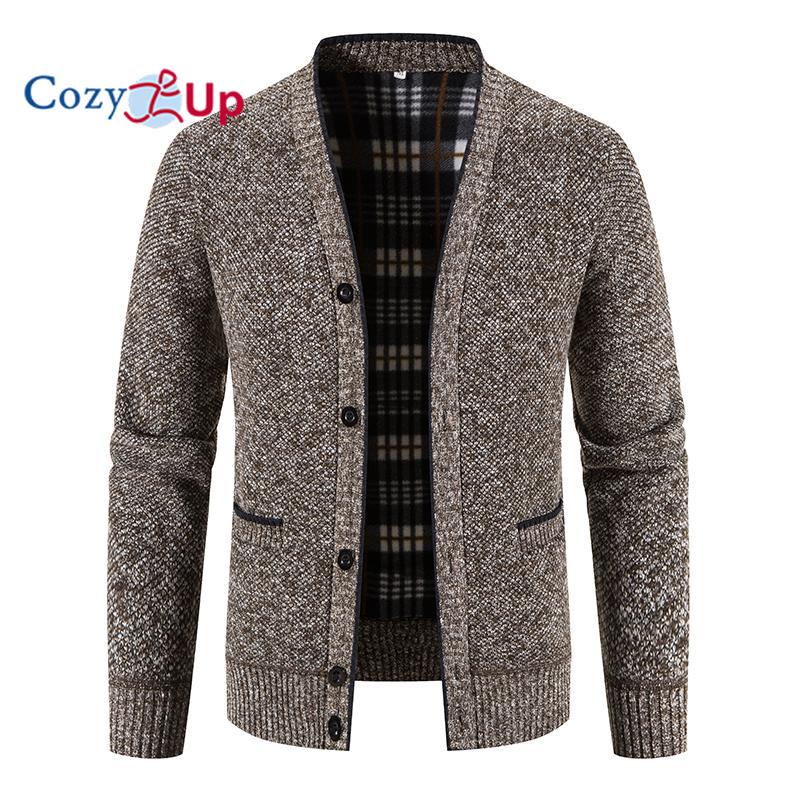 Cozy Up Heren Lange mouwen Warme Trui Cardigan Jas Herfst en Winter XXXL koffie